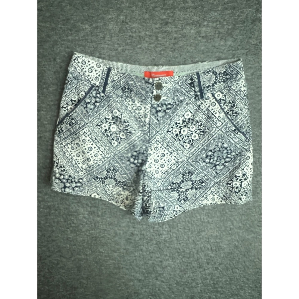 Cartonnier Anthropologie Blue White Paisley Bandana Tile Print Shorts Womens 6